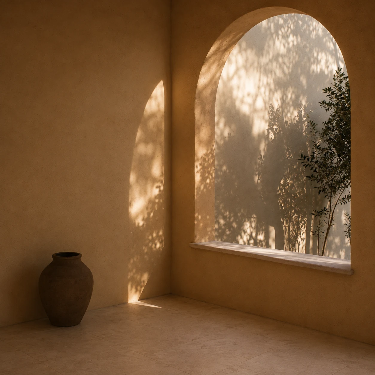 A sunlit corner of the studio